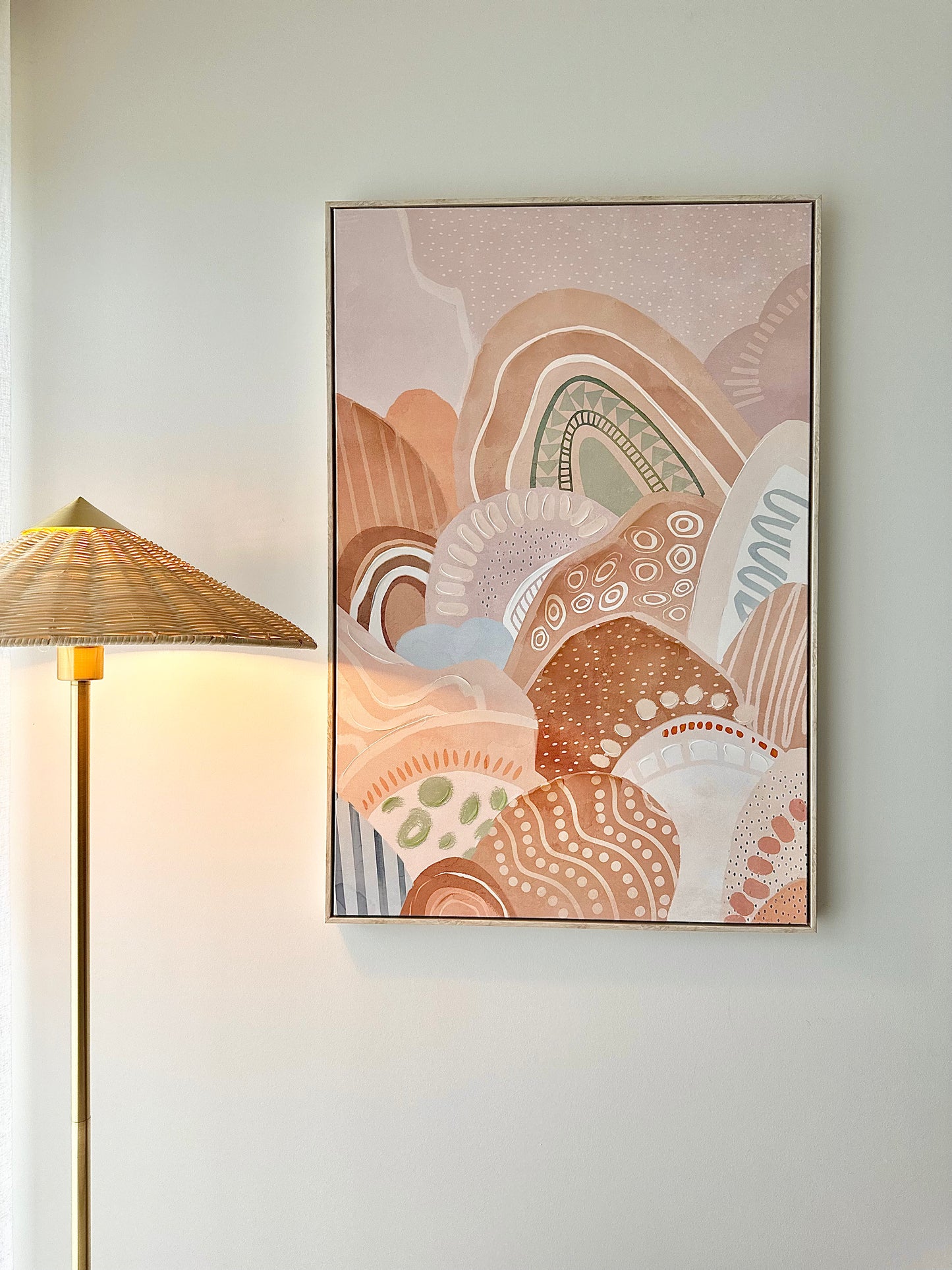 Deja Neutral Framed Canvas