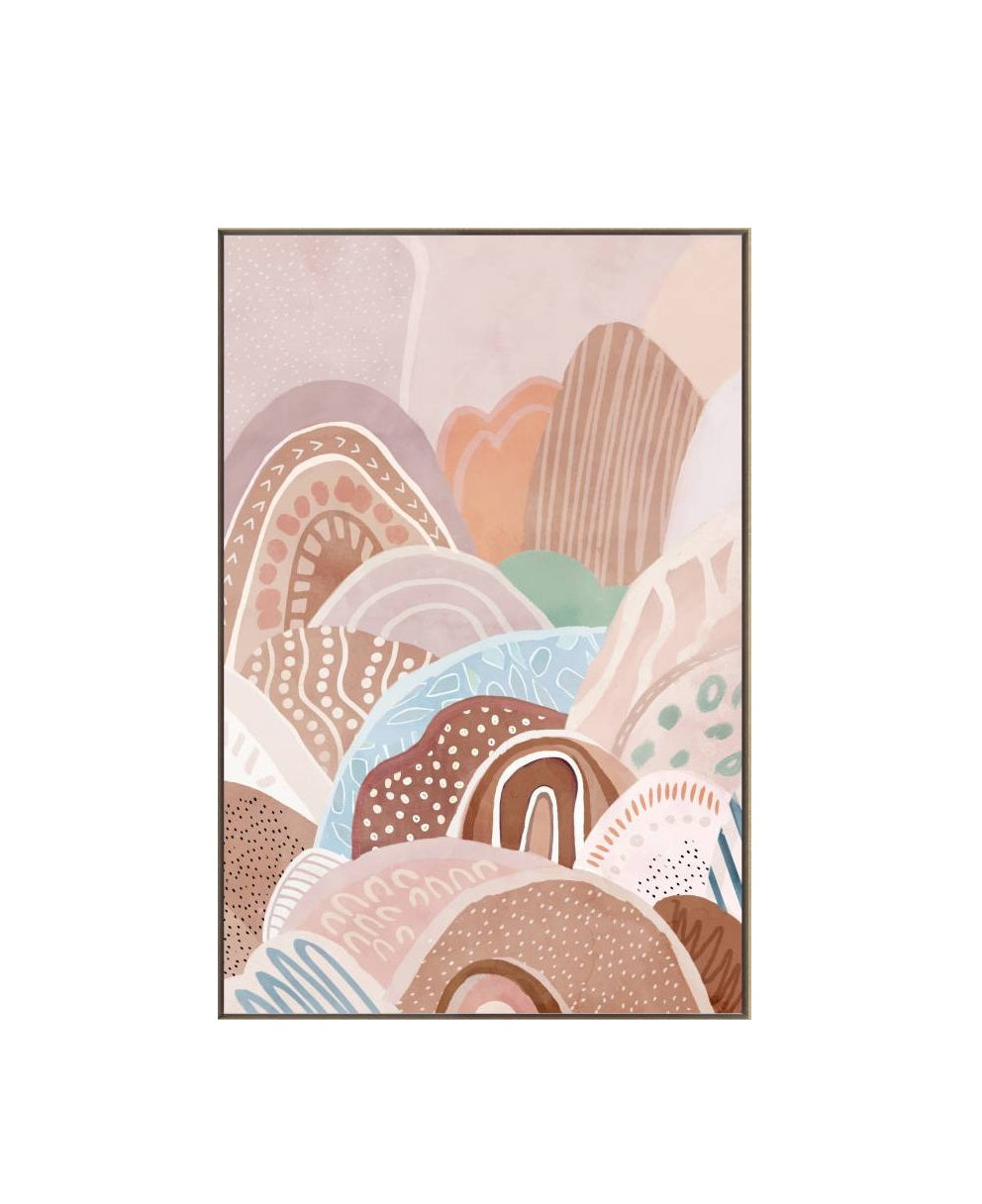 Deja Neutral Framed Canvas