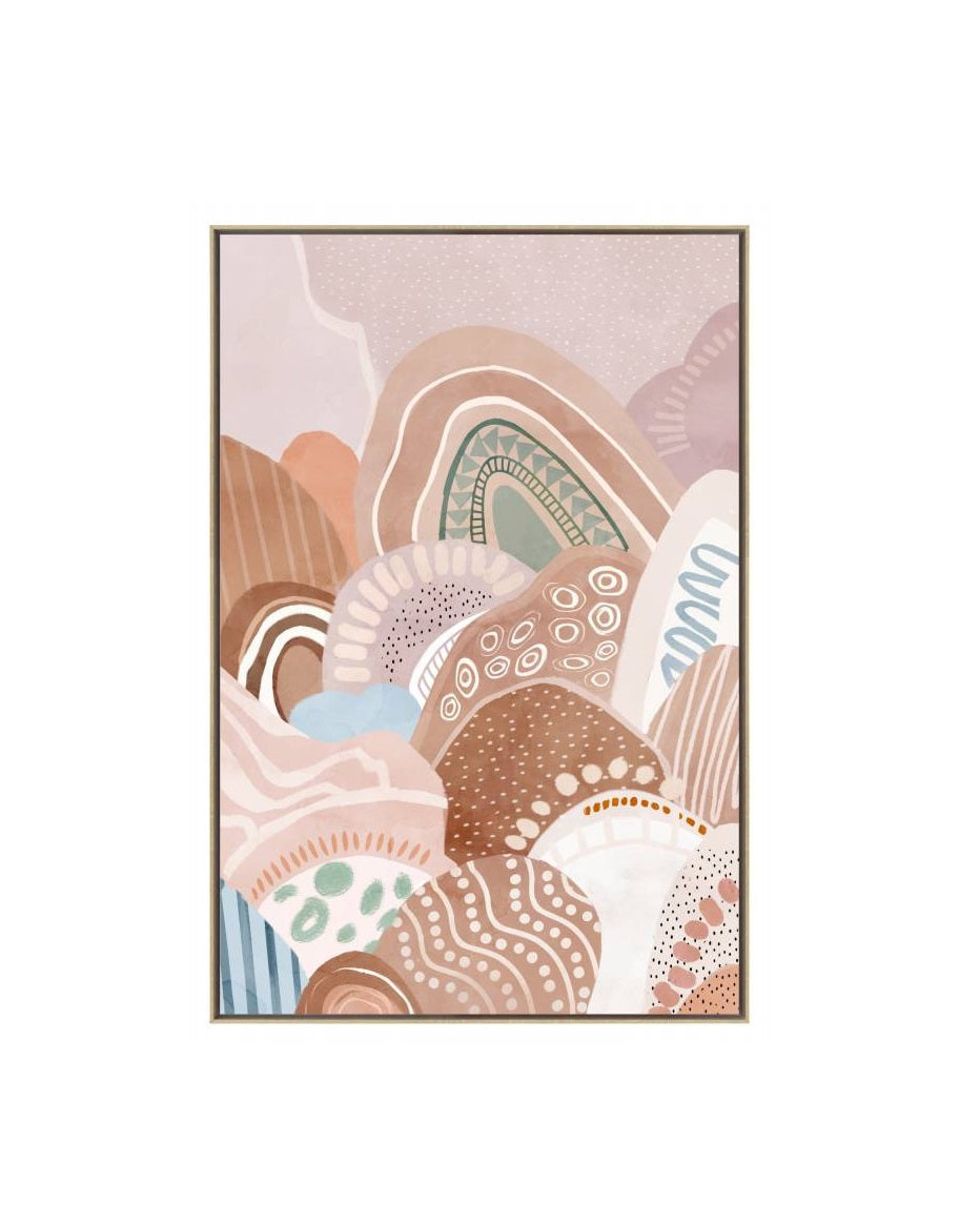 Deja Neutral Framed Canvas