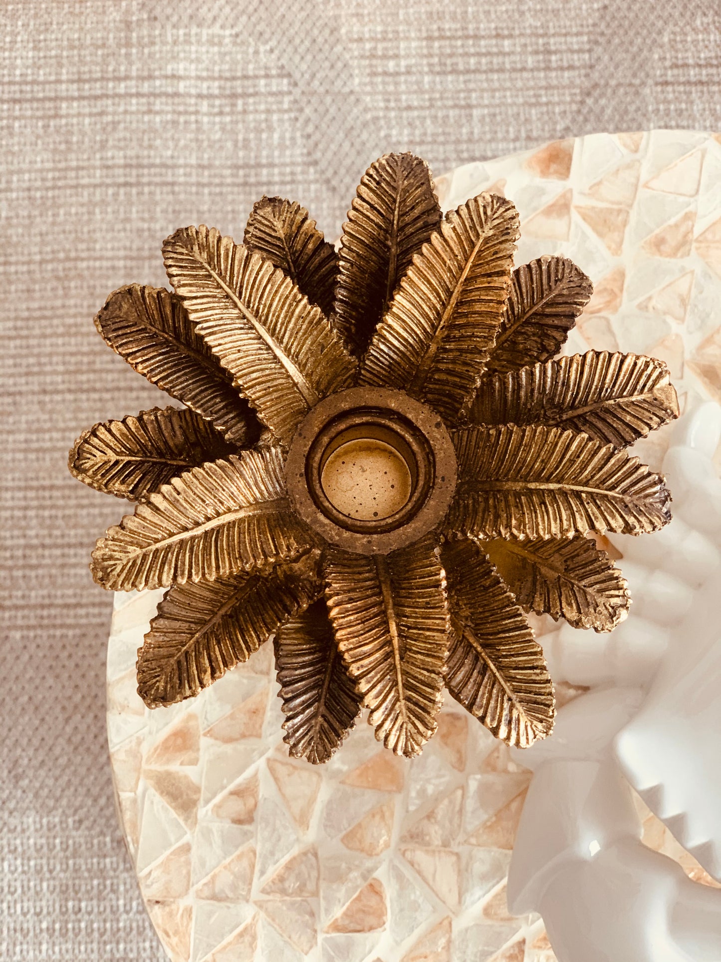 Golden Palm Candle Holder