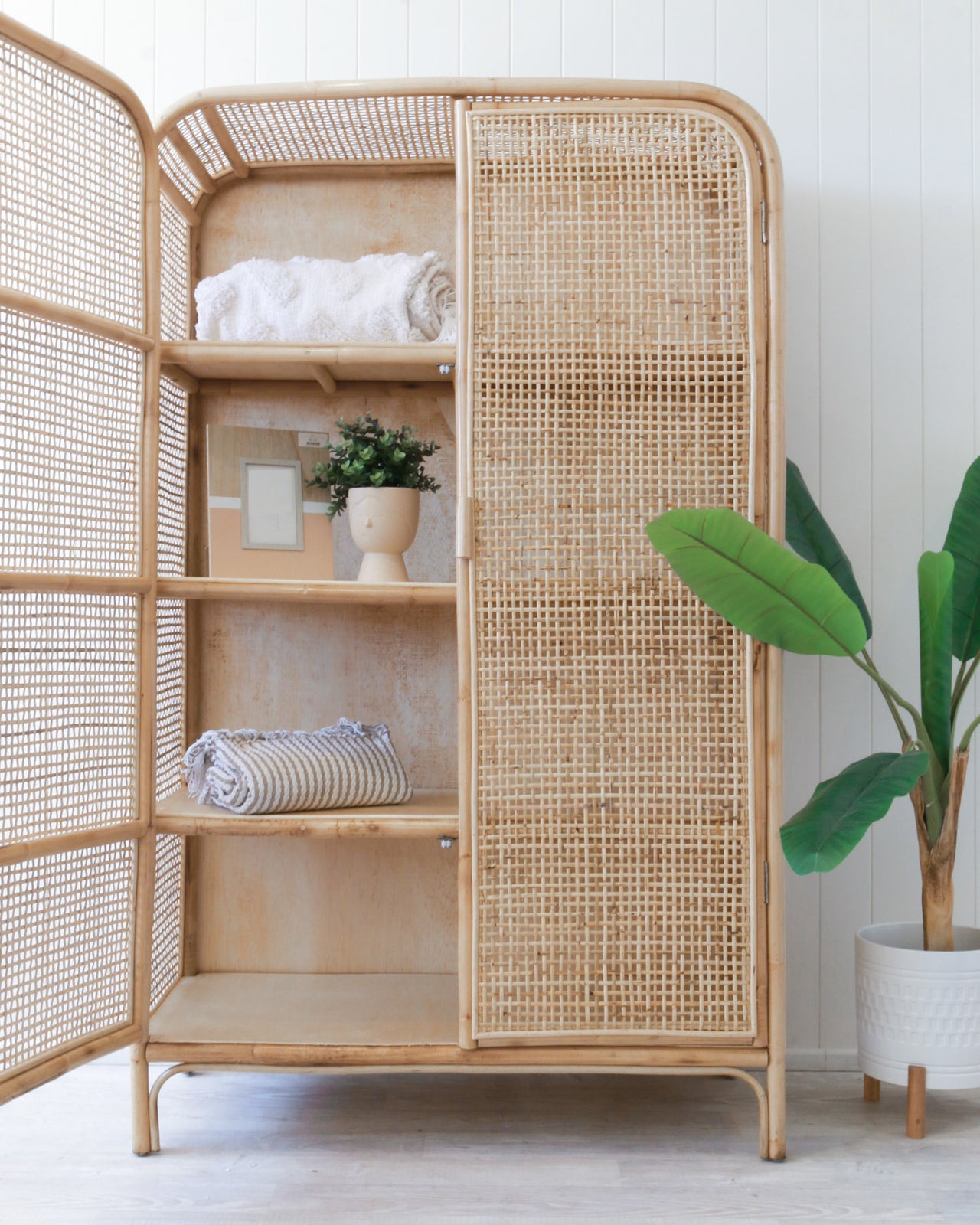 Chester wide Rattan Cabinet