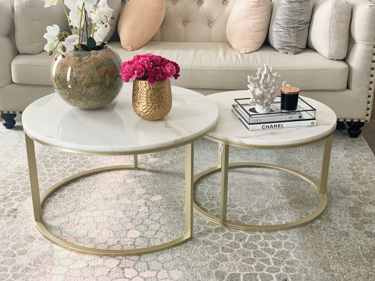 Balmain Marble Coffee Table - nest set of 2