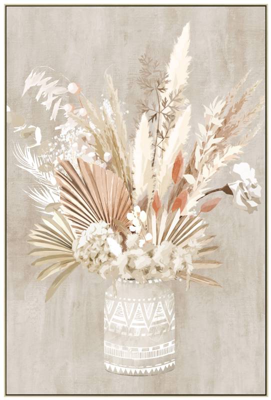 Boho Floral Framed Canvas Art
