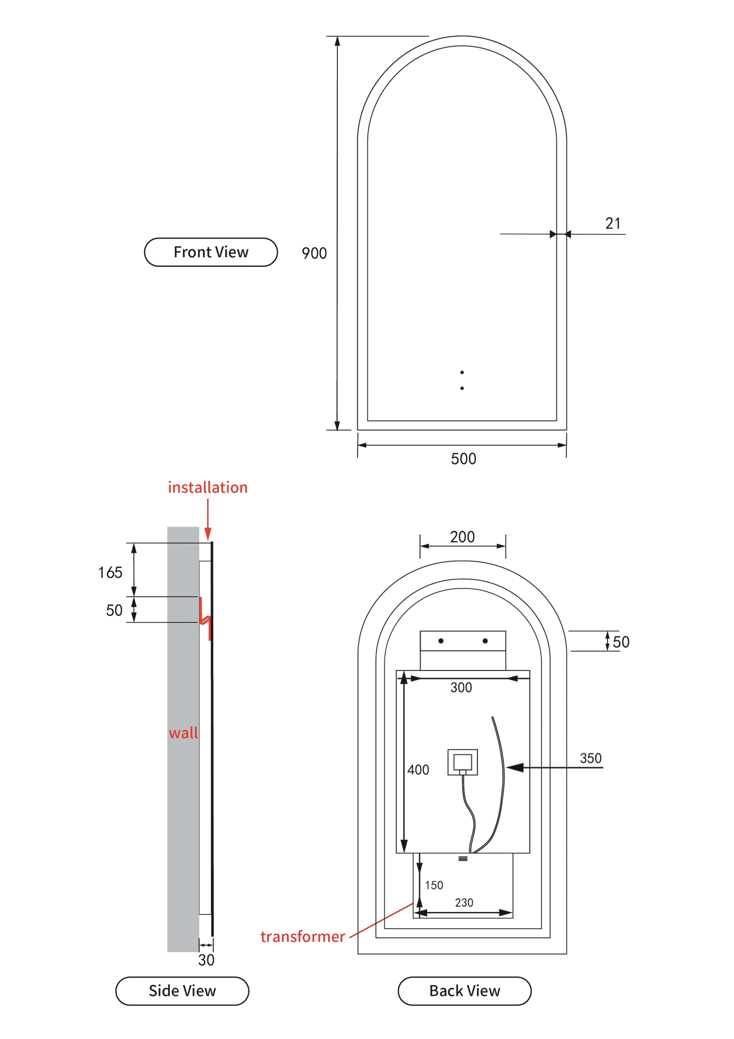 Vue Frameless LED Bathroom Mirror