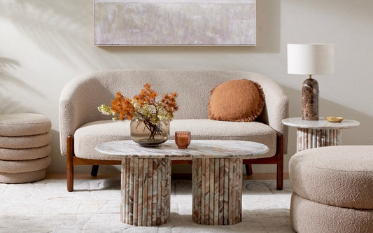 Taupe Boucle Ottoman