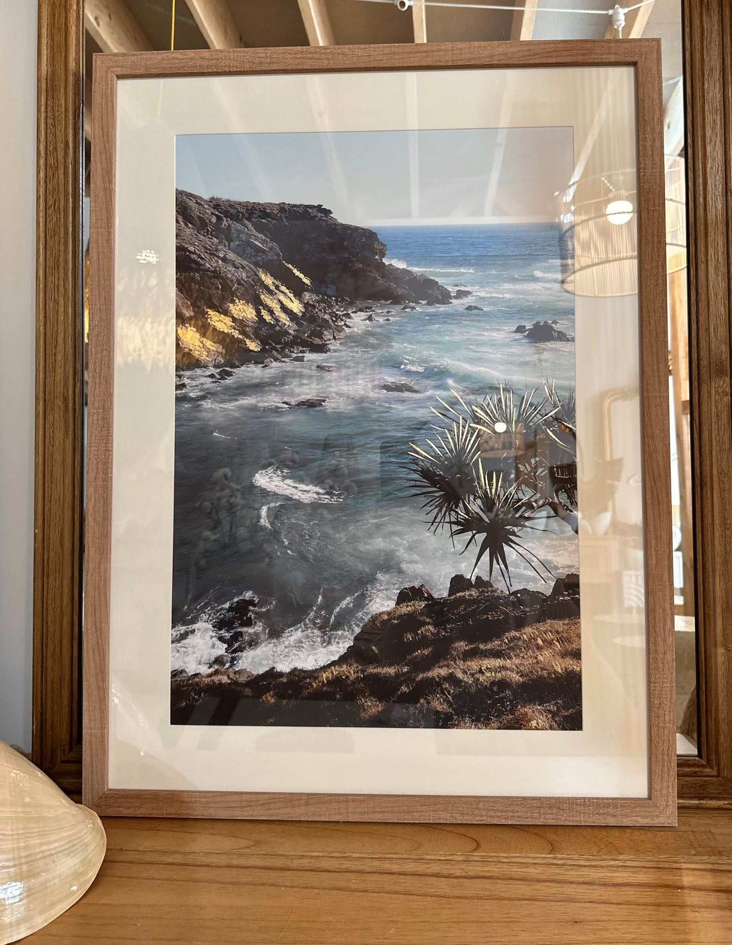 Ocean Shore Framed Glass Art