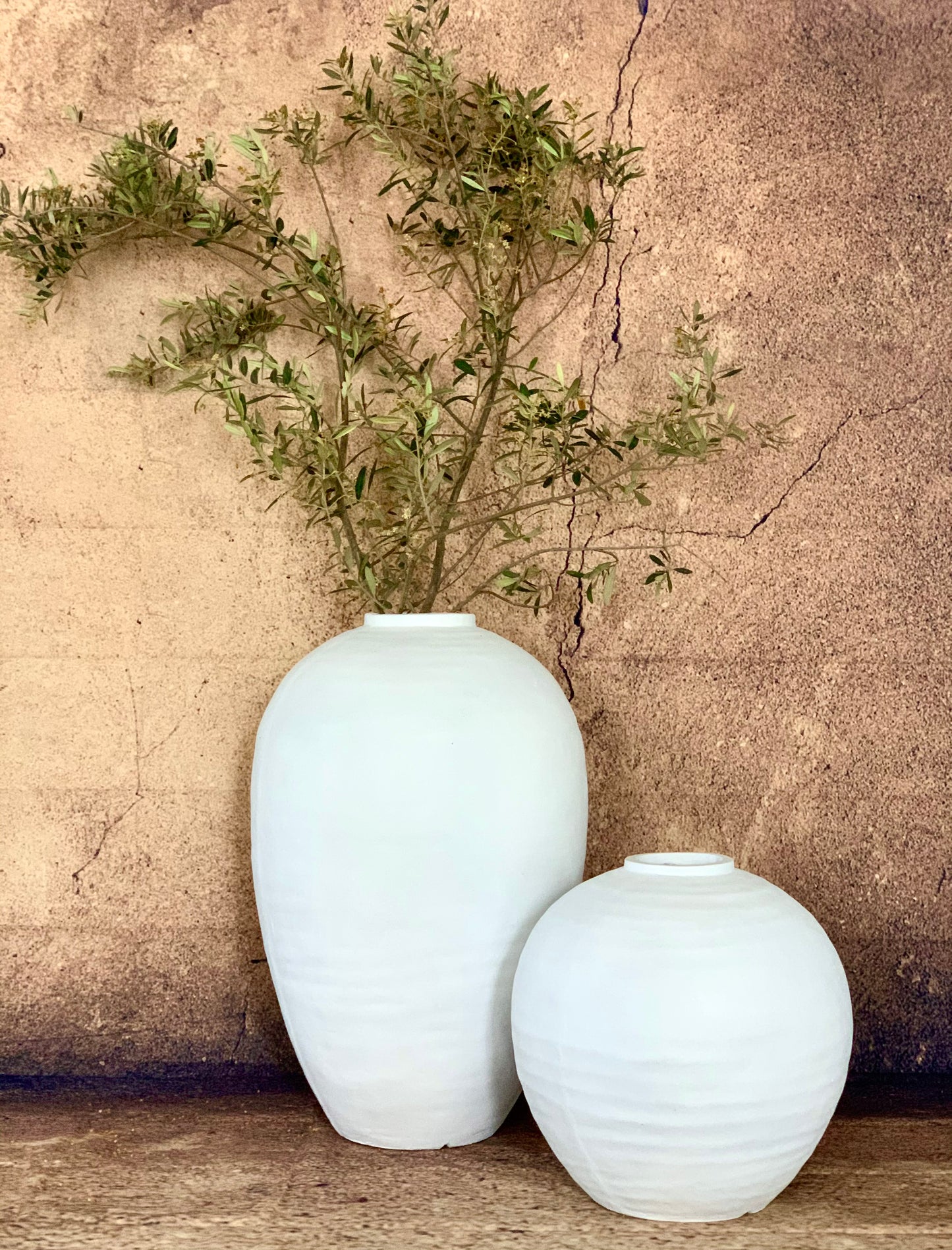White Moss Floor Pot Vase